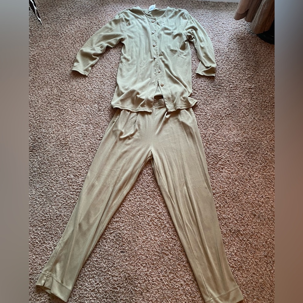 Green button down set